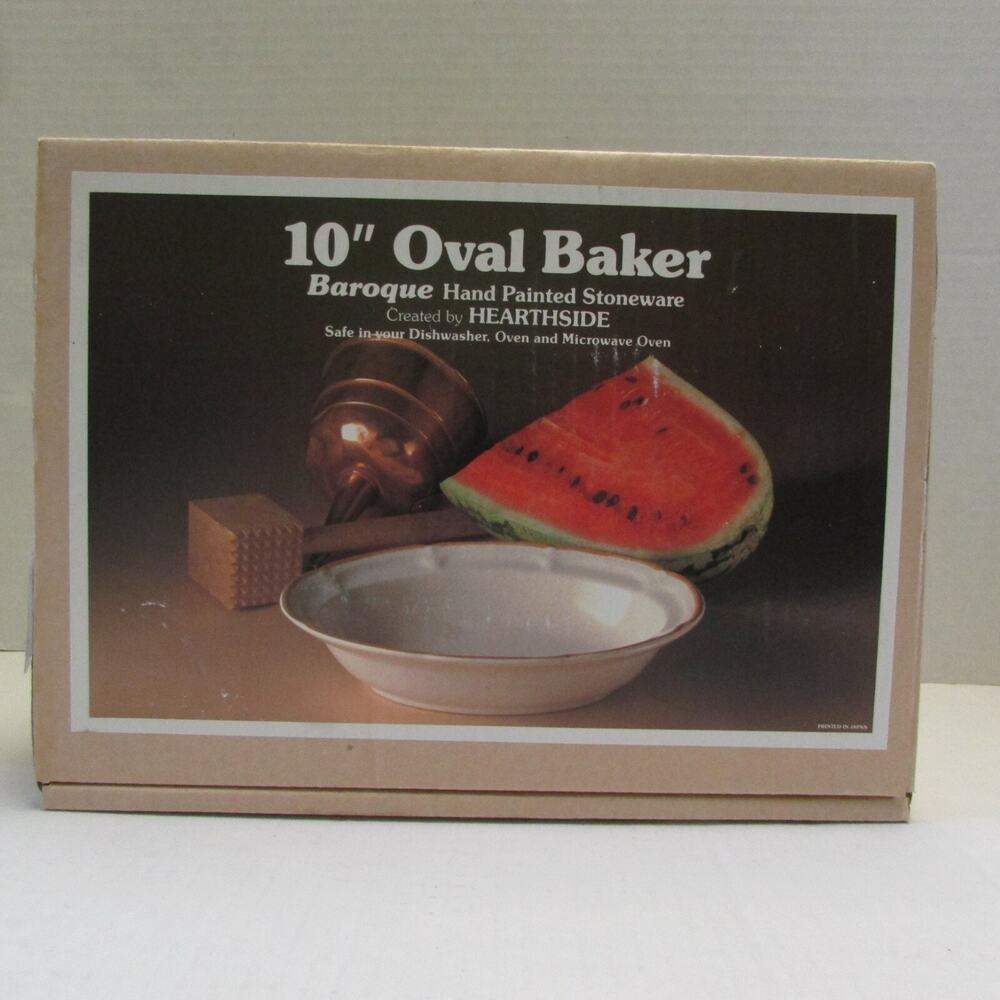 Vtg Hearthside Baroque Stoneware 10 Inch Oval Baker Japan New Old Stock